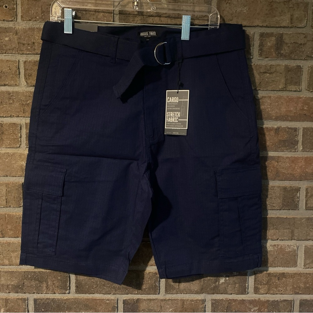 Men's Navy Cargo Shorts with Belt